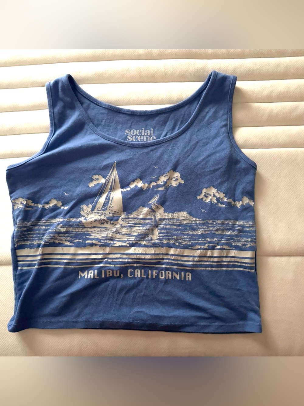 Social Scene Women's Blue Malibu Graphic Tank Top
